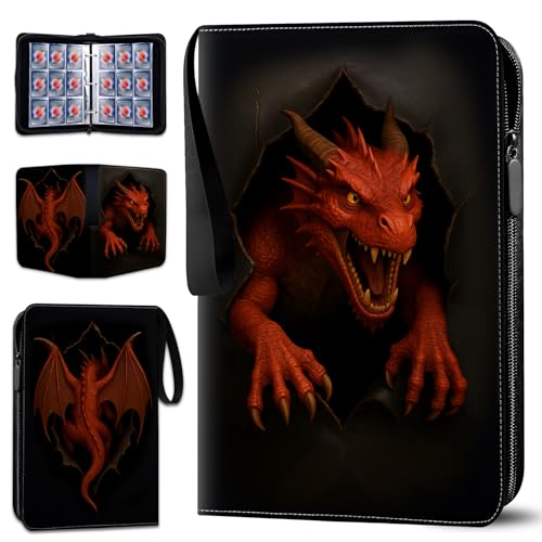 Album Cartas Coleccionables 900 Bolsillos 50 Páginas, PU Impermeable con Cremallera, Desmontable Binder, para Organizar y Proteger Anime Fútbol Magic Cartas, Regalos para niños