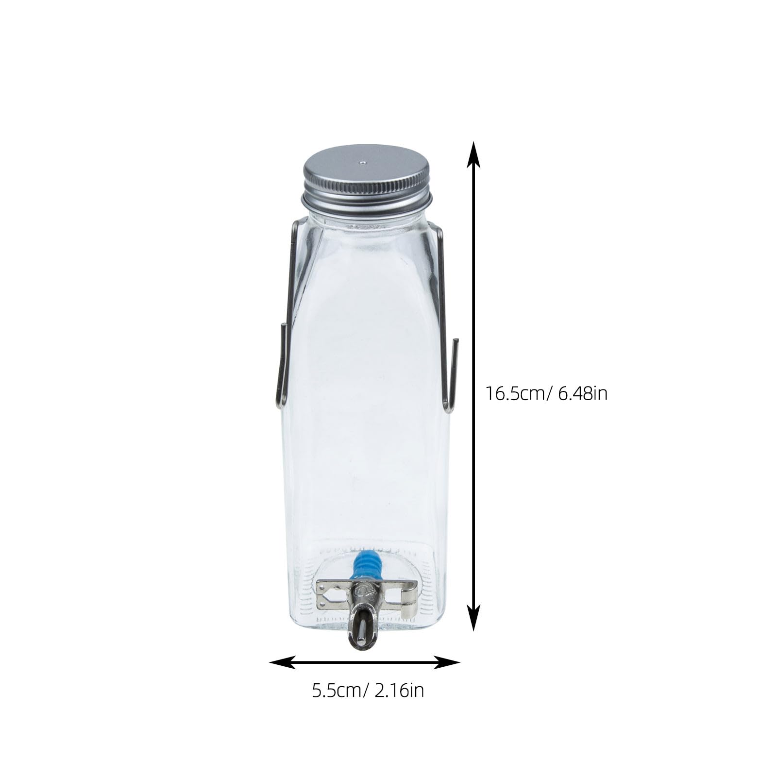 SOLUSTRE Hängende Wasserflasche mit Sicherem Bissschutz für Kleine Haustiere 350ml aus Glas und Platzsparendem Wasserspender für Kaninchen und Kleintiere