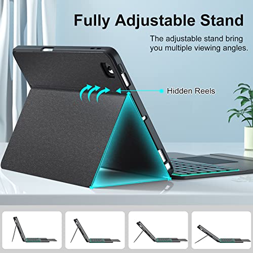 Blutlotus Keyboard Case For Ipad 9Th/8Th/7Th Gen (2021/2020/2019) 10.2 Inch,360 Rotatable Detachable Magnetic Case With Upper Pencil Holder,Backlit Keyboard With Trackpad Kickstand (Black) #TOP4