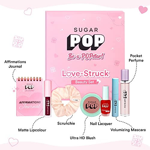 SUGAR POP Love-Struck Beauty Set | 7-in-1 Special Kit with 4 Makeup Essentials + Pocket Perfume + Cute Hair Scrunchie + Affirmations Journal | Makeup Kit for Women - Image 3