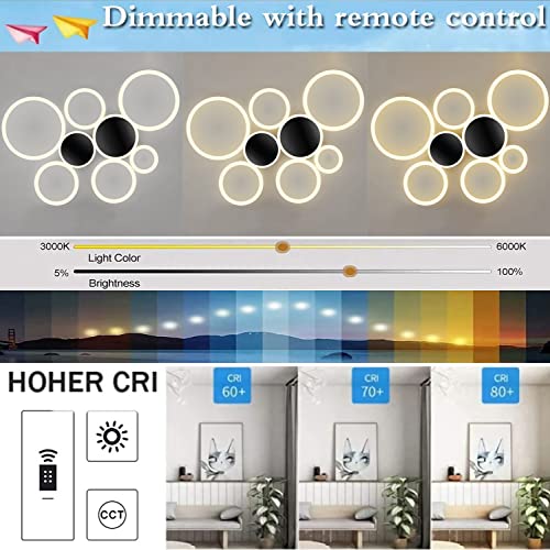 Lampe led salon plafond rond luminaire dimmable télécommande réglable