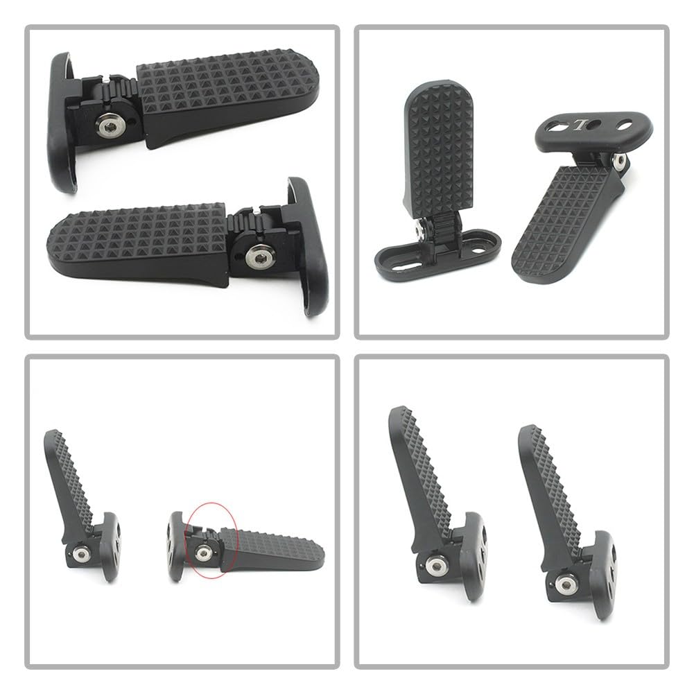 Pioli per bici in lega di alluminio per scooter elettrico, pedali antiscivolo con design pieghevole, 78 x 75 mm, compatibili con E-for Bike e veicoli mobili, nero