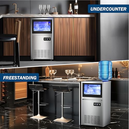 Fabricadora de hielo comercial 140 lbs/24H acero inoxidable miniatura 7