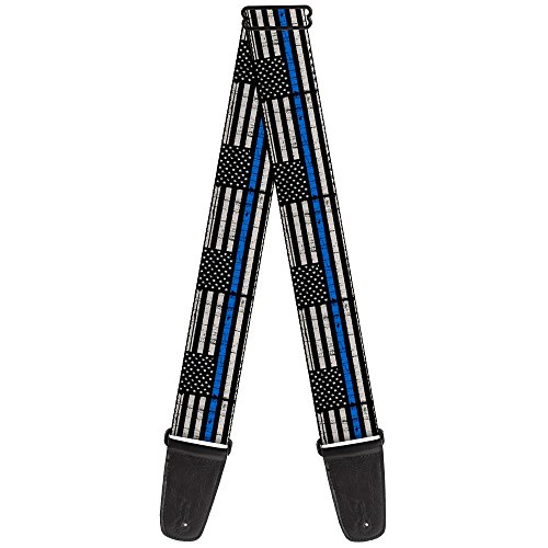Sangle de guitare fine Buckle-Down GS-W30170 avec motif drapeau bleu vieilli 5x137 cm