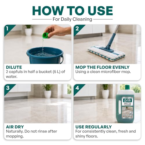 Image of GoTile Pro Daily Tile Cleaner 1L | All Purpose Tile, Floor & Wall Cleaner | Removes Grease, Dirt & Tough Stains | Restores Shine to Tiles | Daily Tile Floor Cleaner | Trusted by Professionals