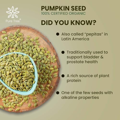 Image of Pure Tree Certified Organic Pumpkin Seeds | 400 g | Glass Jar | Kaddu ke Beej | Seeds for Eating Good Source Of Omega 3 | Raw Pumpkin Seeds Superfood