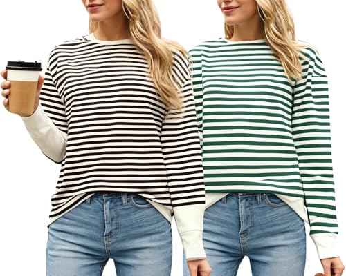 Image of VIMAL JONNEY Women Striped T-Shirt || T-Shirt for Women || Full Sleeve T Shirt || T-Shirt-VIMAL640620