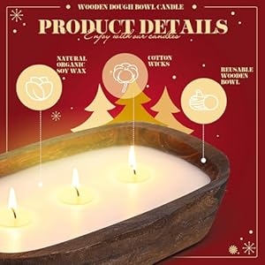 2 pack 10 inch wood dough bowl candle christmas candle decorative with wick scented candles soy xmas gifts for men women farmhouse table centerpiece homeapple and cinnamon  urban country home decor