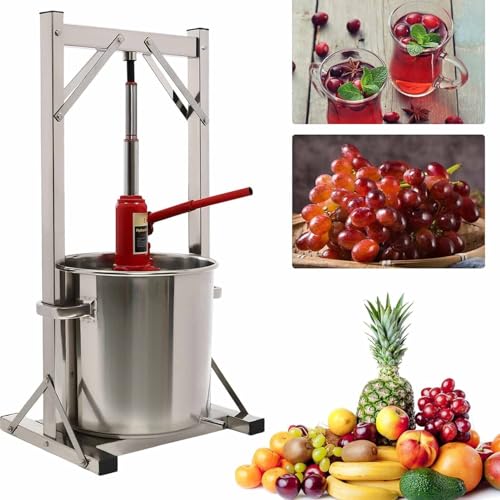URJWAN Pressoir à Vin De Fruits, Fournitures Et éQuipements De Fabrication De Vin De Raisin, avec VéRin Hydraulique, pour L'ExtéRieur, La Cuisine Et La Maison,36L