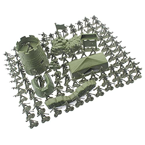 HJKJ Juego de Figuras de acción del ejército de 100 Piezas | Juego de Juguetes Rich Army Men - Figuras de acción de Soldado, Juguetes para Juego de imitación con Tanques, Juguetes de helicóptero Cover