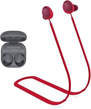 Coverzone Samsung Galaxy Buds2 ile uyumlu/Galaxy Buds2 Pro ile uyumlu Yumu ak G l  Silikon  zel Kaymaz Tasar m Spor Kaybolmaya Kar  Kulakl k Aksesuarlar  Boyun ipi K rm z