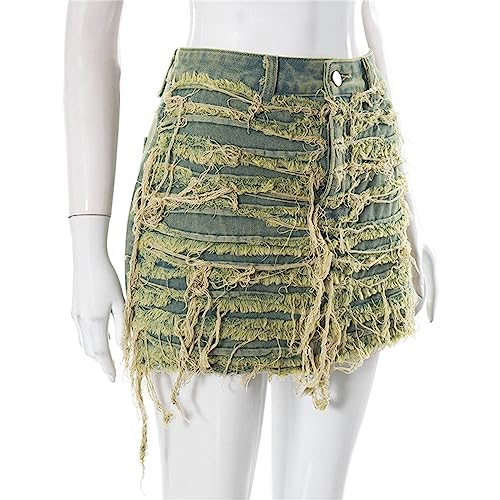 Jupe en jean grande taille verte T36 à boutons décontractée