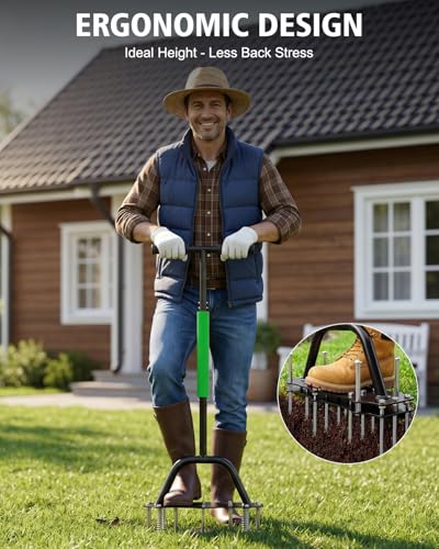 Herramienta manual para airear césped con 17 púas de acero miniatura 7
