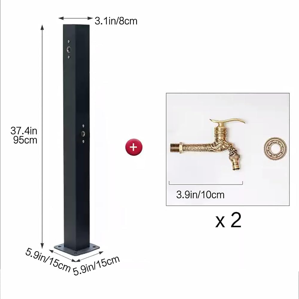 Extensor vertical de manguera anticongelante para jardín al aire libre con 2 pistolas pulverizadoras, dispensador de fuente de agua decorativo