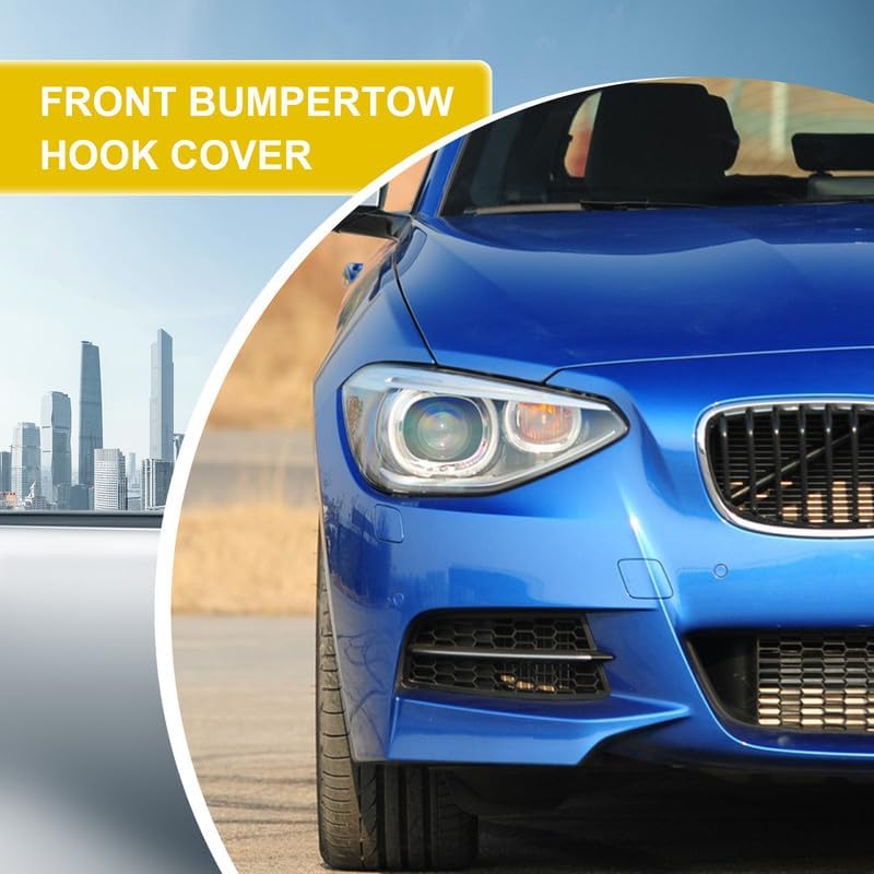 Car Front Bumper Tow Hook Cover Compatible with BMW 1 Series M-Sport F20 Sedan F21 Wagon for 114i 116d 116i 118d 118i 120d 125i 2012 2013 2014 Trailer Cover Cap 51118053828 Small Lid Towing Eye Cap