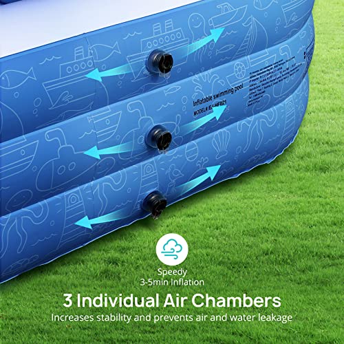 Inflatable Pool, 118''X72''X20'' Full-Size Inflatable Swimming Pool, Spacious Above Ground Play Center For All Ages, Ideal For Outdoor Garden & Backyard Fun #TOP3