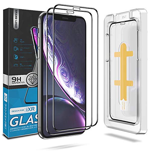 『曲面デザイン・フルカバー』 BEYEAH iPhone 11 / iPhone XR 用 ガラスフィルム 全面保護フィルム 「オリジナルガイド枠設計｣「2枚セット｣ 防指紋 日本製ガラス