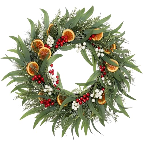 DN DECONATION Weihnachtskranz Türkranz 60 cm für Haustür, Winter...