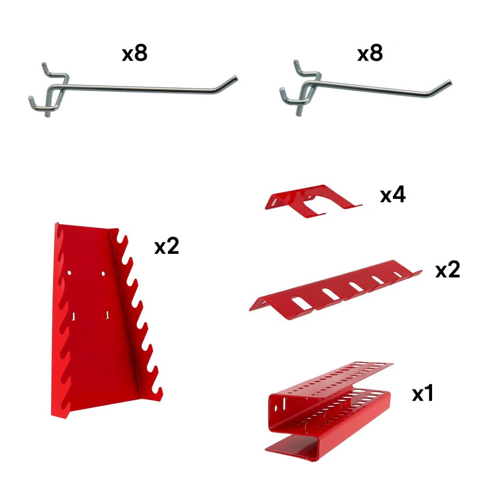 Lot de 3 panneaux acier pour rangement d'outil - Mur à 74 outils - porte outil mural - 120 cm x 60 cm