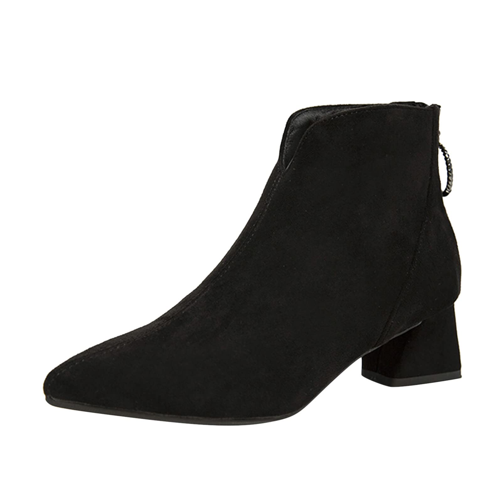 Short Rain Boots for Women Size Fashion Autumn and Winter Women Ankle  Boots Chunky Heel Middle Heel Solid Color Elastic Mouth Slip On Comfortable