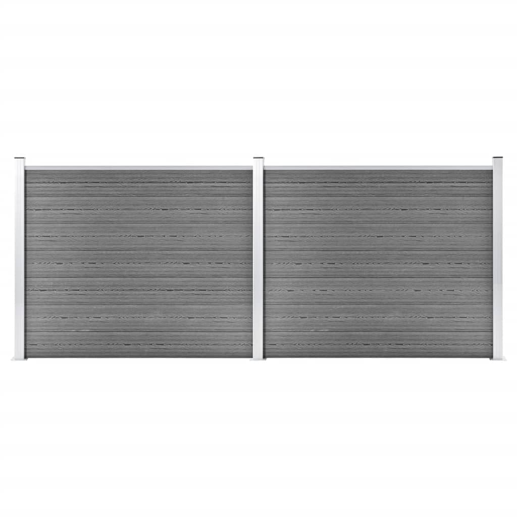 Zaunelement Set WPC Gartenzaun Sichtschutzzaun Lamellenzaun Windschutz Zaun Windschutzzaun Terrasse Stecksystem Lärmschutz 353x146 cm Grau