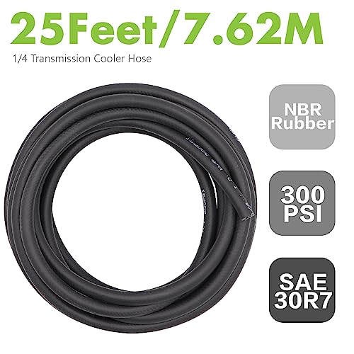 Image of Jeemiter 1 /4 Inch Fuel Line Hose 25FT - Flexible NBR Rubber with 10 Clamps for Gasoline, Oil, Automotive & Marine Engine Systems