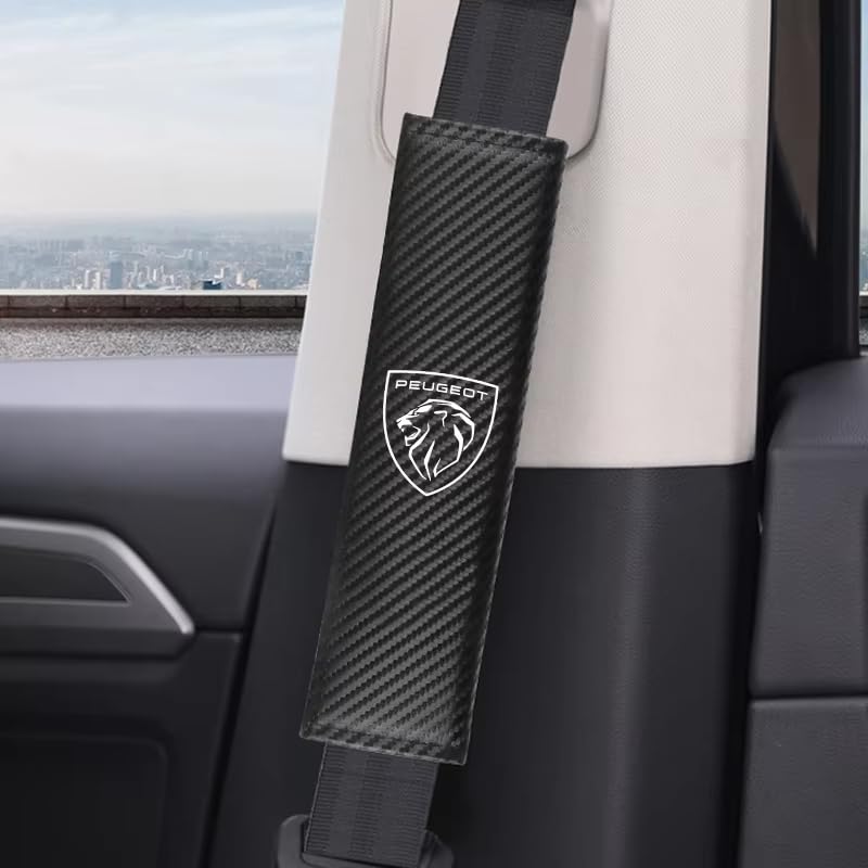Lot De 2 Protège-ceintures En Similicuir Pour Peugeot 508 SW 2010-2016 - Coussin Confortable - Fixation Velcro - Nettoyage Facile - Noir