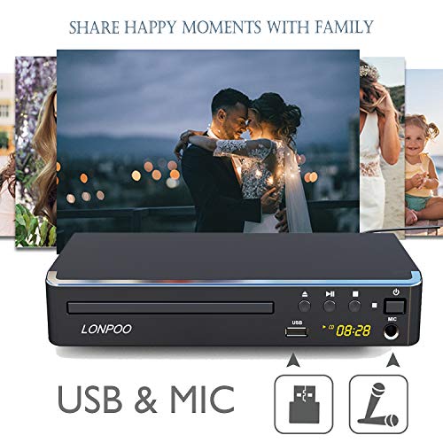 Kompakter DVD-Player für TV - HD DVD CD Player Codefree, mit HDMI (1080p HD Upscaling)/AV/Koaxial Ausgang, USB-Eingang & MIC-Ausgang, (mit HDMI-Kabel 1,5 m) – Bild 5