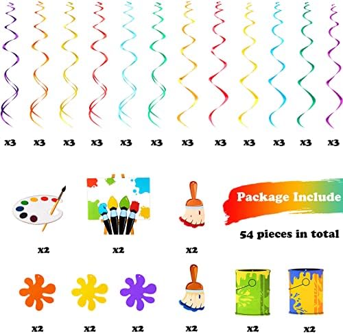 54 Pieces Art Party Decorations Hanging Swirls Painting Party Hanging Decorations Painting Party Supplies