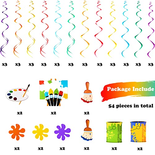 54 Pieces Art Party Decorations Hanging Swirls Painting Party Hanging Decorations Painting Party Supplies