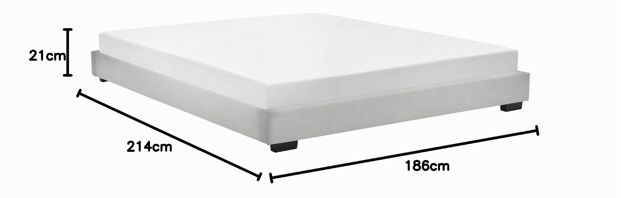 Corium Cama Doble Matrimonio Tapizado en Piel sintética 180 x 200 cm Somier Moderno con Listones para Cama Blanco