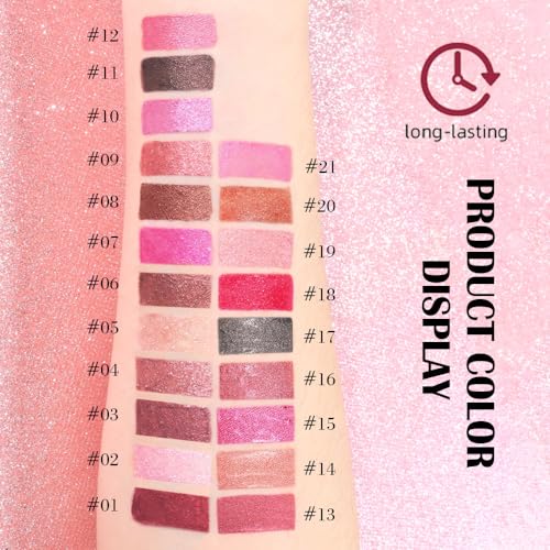 Image of evpct 2Pcs Plum Red Brown Metallic Glitter Lip Liner and Lipstick Combo, Shimmery Lip Gloss Stain Set Makeup for Women Long Lasting Waterproof 24, Metallic Shimmer Iridescent Glossy Liquid Lipstick