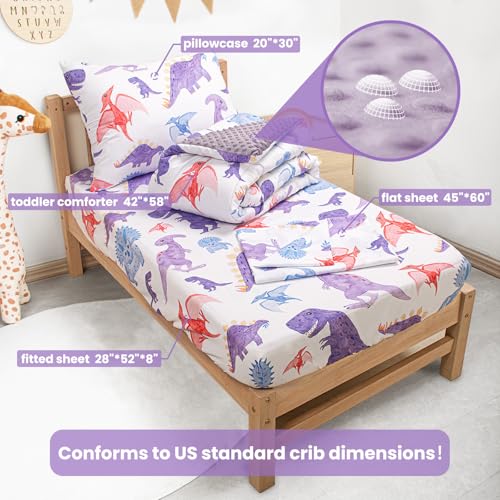 Image of 4 Piece Toddler Bedding Set, Plush Minky Crib Bedding Set