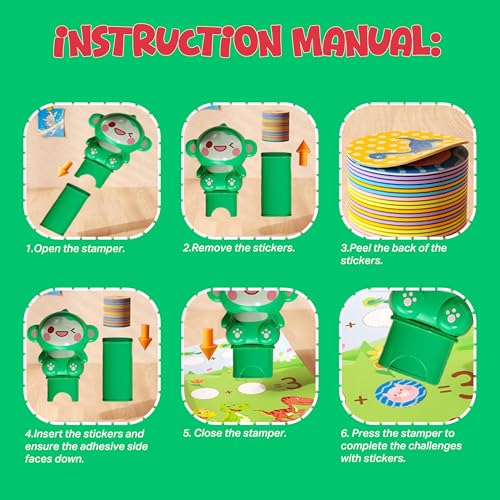 Image of Stamp On Macha, The Monkey, Sticker Stamp and Activity Pad with 10 Pages, 100 Stickers, 1 Stamp Toy Collectible Figure, Fun Learning Activity, Return Gifts for Children from 3 Years