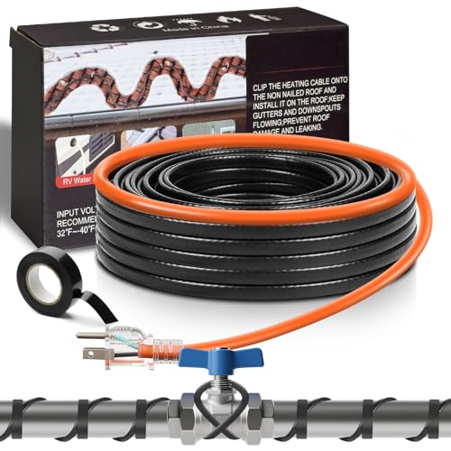 29.9FT Water Pipe Heat Cable for Pipe Freeze Protection, Pipe Heating Cable for Metal And Plastic Home Pipes, Energy-Saving Heat Trace Cable Keeps Water Flowing, 120V 5W/ft