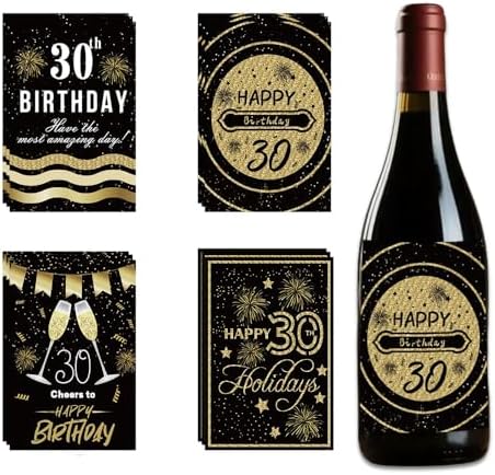 30th Birthday Wine Bottle Labels Gold Happy 30 Years Birthday Dec...