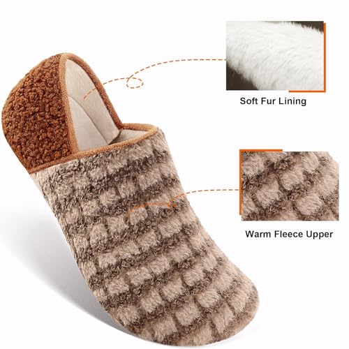 DOMMARE Fuzzy Men Women Slippers, Socks House Slipper Indoor Closed Back Lightweight Cozy Faux Furry Lining Barefoot Slippers, Travel Slippers Non-Slip Sole Warm Slippers2