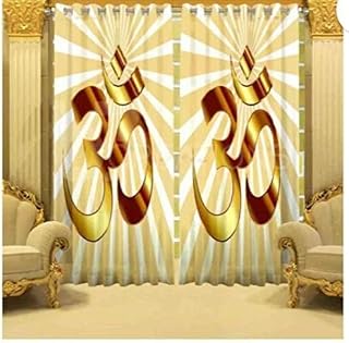 DECOMIZER Polyresin 3D Digital Printed Premium God Yellow OM Print Curtains for Home Polyester Knitting Curtain Multicolor... Price In India