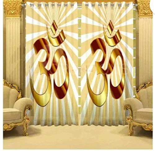 DECOMIZER Polyresin 3D Digital Printed Premium God Yellow OM Print Curtains for Home Polyester Knitting Curtain Multicolor...