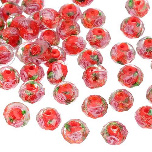 Perles de verre fleur rouge pour fabriquer un bracelet cadeau unique - 2