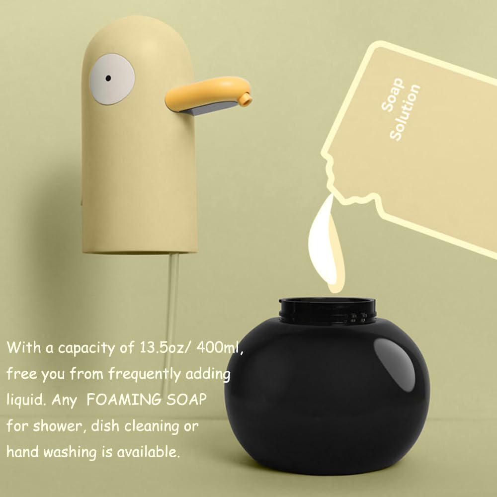 Dispensador automático de jabón para niños, dispensador de jabón de manos espumoso sin contacto, impermeable, recargable por USB, dispensador de champú/jabón manos libres para baño, encimera de