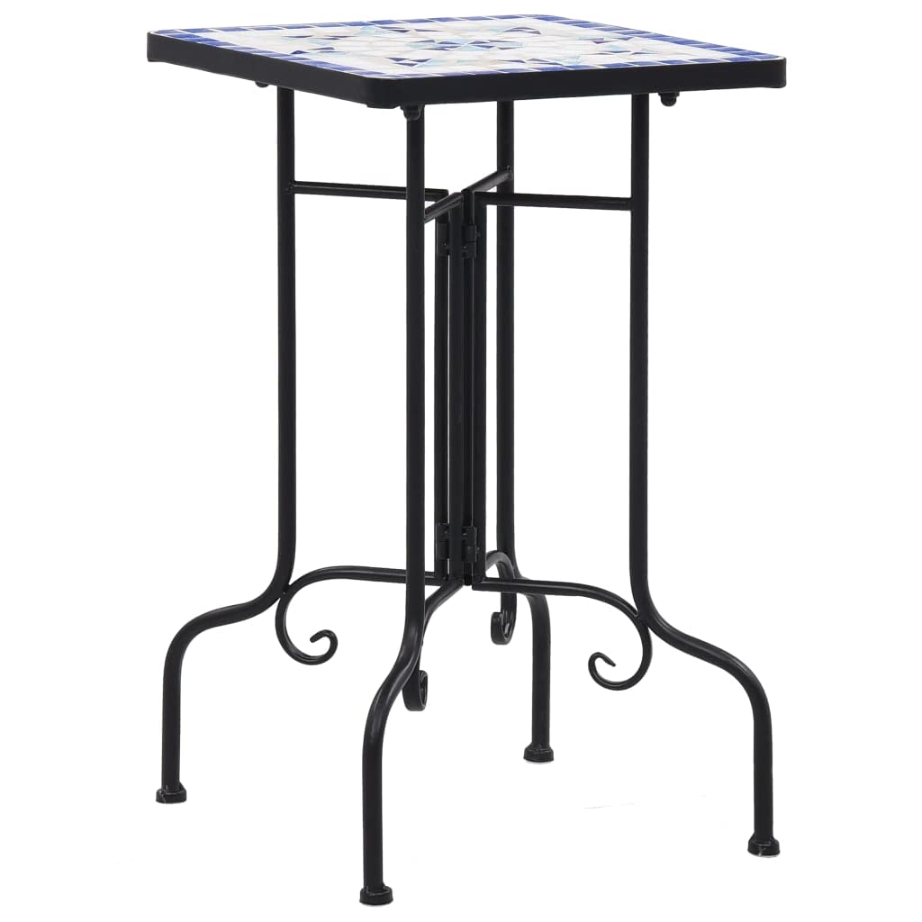 LAPOOH Tavolino di Servizio con Mosaico Blu e Bianco in Ceramica,Tavolino,Tavolino di Servizio,Tavolino di Servizio Salotto/Cucina(SPU:46710)