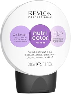 REVLON PROFESSIONAL Nutri Color Filters, Mascarilla de Coloración Temporal para el Pelo, Revive el Color del Cabello, Brillo y Coloración Intensa, Tinte Pelo Mujer Tono 1022 Platino Intenso, 240ml