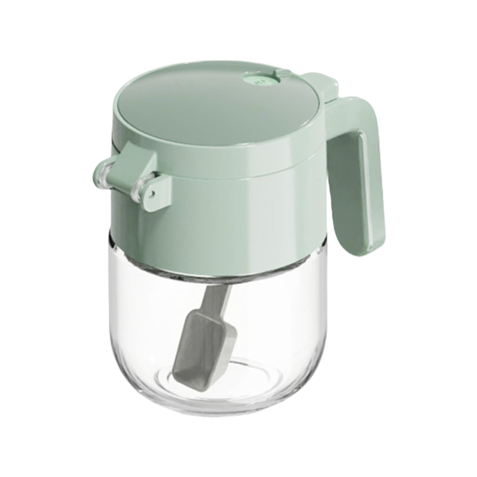 Cnrfeoap Green Duals Purpose Salts Shaker And Spoon Glass Bottle For Accurate Seasoning Control Transparency Condiments Jar With Lid Salt Dispenser With Control