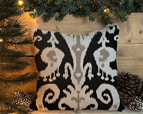 Aroggeld Ikat Throw Pillow Cover Charcoal Designer Case Euro Sham Lumbar Black Brown Large Print In Mink Accent Pillow Case Throw Pillow Cover Cushion Cover Pillow Case Rustic Pillowcase 18X18 In #TOP2