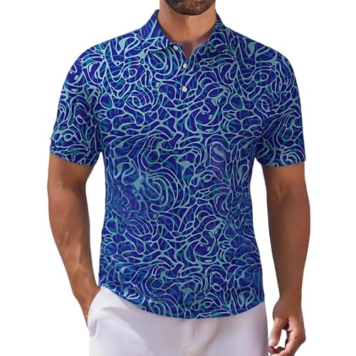 Stagione: estate YOSUWOAI Polo da uomo da golf, a maniche corte, retrò, casual, casual, con colletto a camicia, maglietta grafica, traspirante, a maniche corte, estiva, sport sirts, T blu., XXL