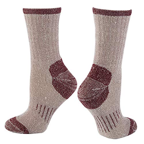 Image of 70% Merino Wool Women Crew Socks - Hiking Outdoor Athletic Thermal Thickening Cushion