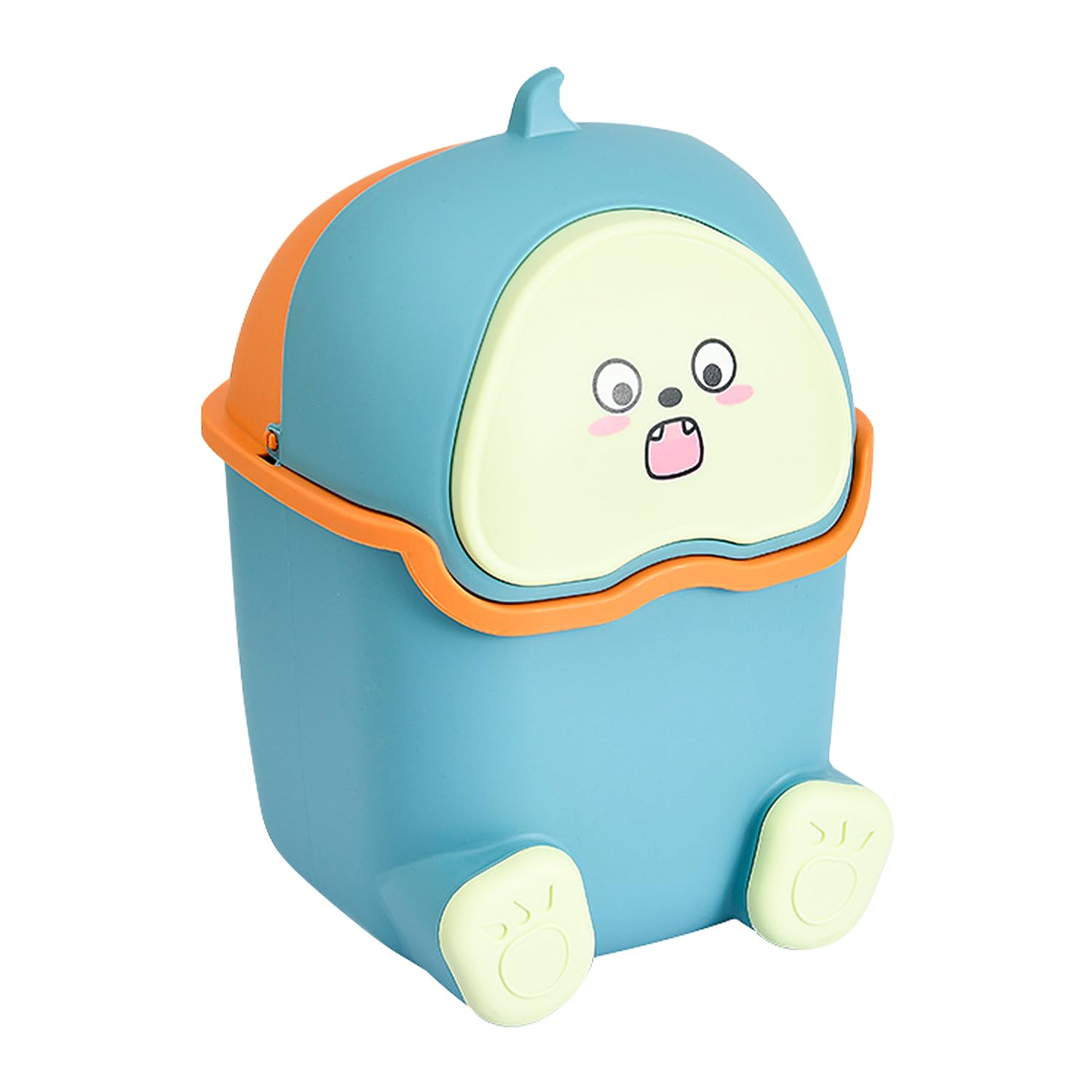 Choonjin Papelera Oficina Pequeña Escritorio con Tapa Mini, Lindo Bote de Basura de Escritorio, Portátil Mini Papeleras Escritorio de Sobremesa con Tapa, para Oficina, Cocina, Dormitorio (Azul)