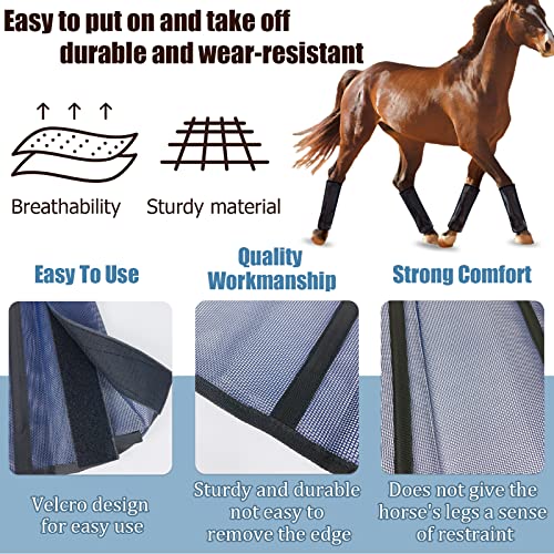Sirufud 4 Set Mesh Fly Boots For Horse,Loose Horse Leggins For Reducing Stomping,Hoof Damage And Leg Fatigue,Breathable Plastic Mesh Materia,No More Horsefly Nuisance Greatly #TOP3