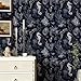 Cotevdkot Peel and Stick Wallpaper, Dark Navy Underwater with Seahorse and Coral Pattern, Removable Marine Mural for Coastal Bedroom & Living Room, 17.7x118 Inch